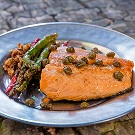 Salmon with capers and asparagus